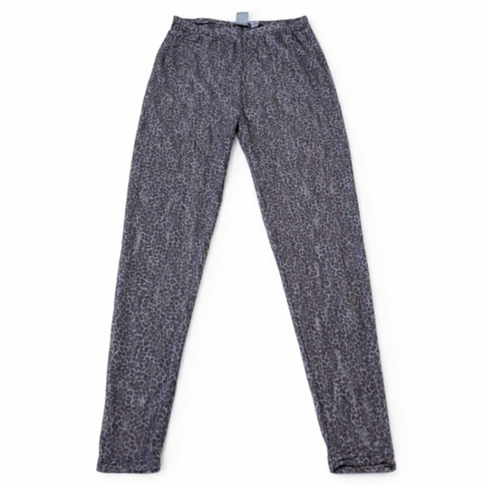 Leopard Print Lace L/XL See Through Pants Leggings Slate Gray
